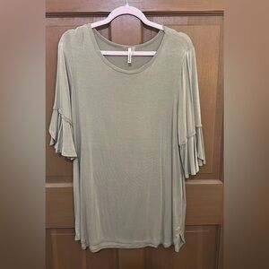 Mittoshop Gray Ruffled 3/4 Sleeve Blouse